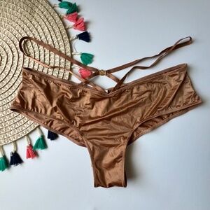 Victoria's Secret  So Obsessed Strappy Cheeky Panty Toffee Medium NEW